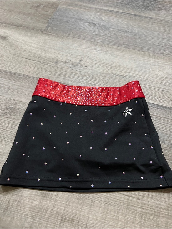 Rebel Athletic Other - Rebel Athletic black skirt with rhinestones built in briefs and metallic red YM
